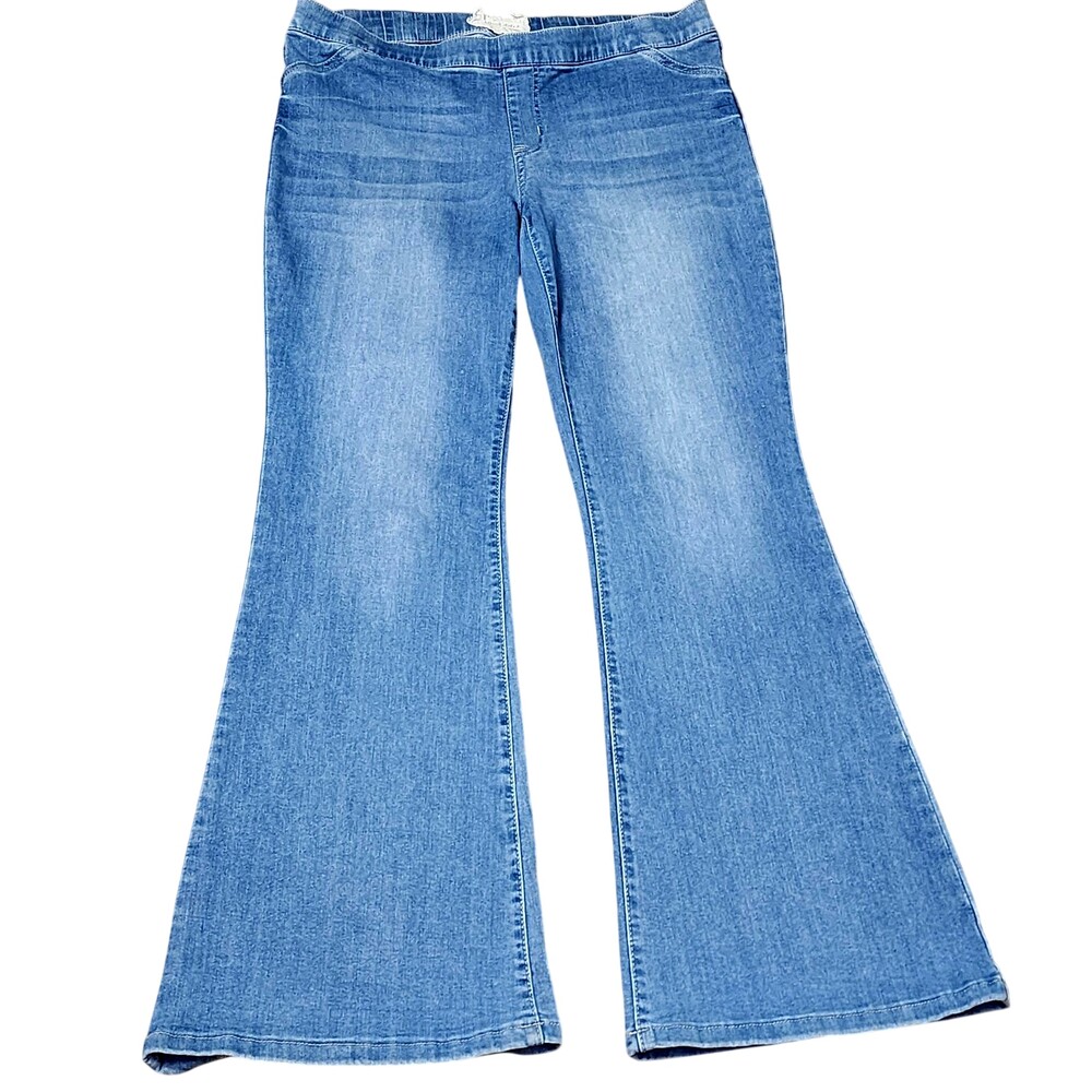 Altar'd State Jeans Womens Large Blue Flare High Rise Pull On Stretch Denim